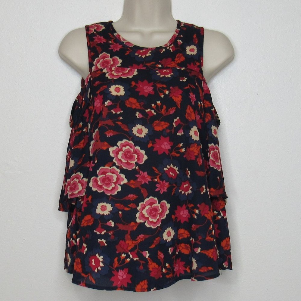 Mabel Women Floral Print Cold Shoulder Blouse Top Size XS
